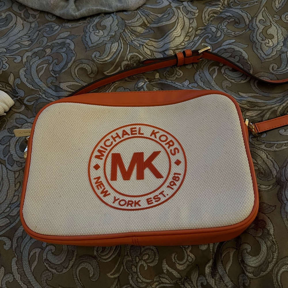 Michael Kors Orange and Cream Messenger Bag